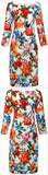 Floral Appliques Printed Knee-Length Sheath Dress
