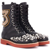 Embellished Leather Ankle Boots