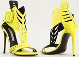 Perforated High-Heel Sandals - Fuchsia Pink or Yellow