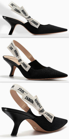J'Adior Slingback in Black Technical Fabric