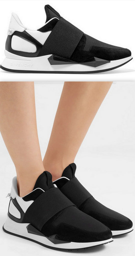 Runner Elastic Leather and Suede-Paneled Sneakers