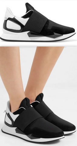 Runner Elastic Leather and Suede-Paneled Sneakers