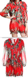 Snap Pea Ruffled Chiffon Blouse and Short Set