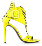 Perforated High-Heel Sandals - Fuchsia Pink or Yellow