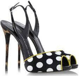 Satin Leopard Polka Dot Coline Sling Back Sandals