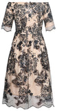 Off-the-Shoulder Embellished Mesh-Overlay Dress