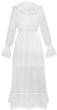 Polka Dot Ruffled Silk Dress, White