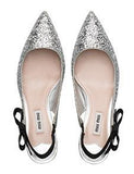 Glitter Pumps with Bow - Silver or Blue