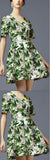 *Extended Sizes* Green Floral Print Mini Dress