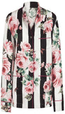 Rose and Stripe Brocade Pajama Top