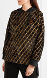 Flocked Jacquard and Jersey Hooded Top