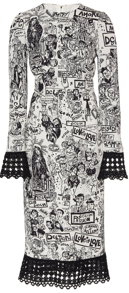 Sketch Print Midi Dress