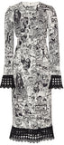 Sketch Print Midi Dress