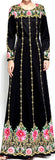 Rose Brocade Print Black Gown