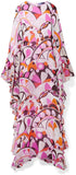 Ruffed Printed Georgette Maxi Dress