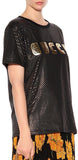 Metallic Cotton T-Shirt, Black
