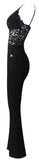 Black Lace Top & Gold Lion-Head Button Stretchy Bandage Pants