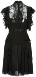 Black Neck Tie Ruffle Mini Dress