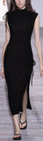 Ruched Side Midi Dress, Black