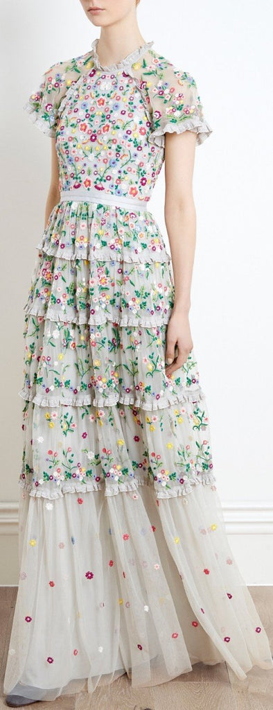 Floral Embroidered Tulle Gown
