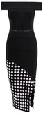 Off-The-Shoulder Stretch Geometric Dress