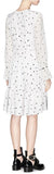 Spot Print Pintuck Silk Crepe Peplum Dress