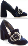 Imitation Pearl Buckle Pump, Blue