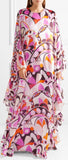Ruffed Printed Georgette Maxi Dress