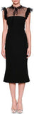 Black Tulle Tie-Neck Cady Cocktail Midi Dress