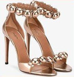 Leather Bomb Sandals - Rose Gold, Gold or Beige | DESIGNER INSPIRED FASHIONS