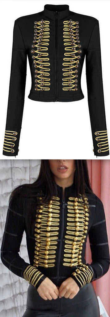 Black Stretch Military Jacket