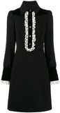 Lace Trimmed Long-Sleeve Dress, Black | DESIGNER INSPIRED FASHIONS
