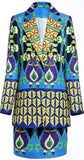 Multicolored Printed Blazer/Jacket & Skirt Set