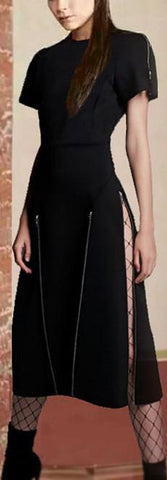 Black Zip Midi Dress