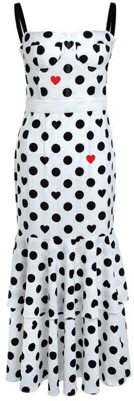 Heart & Polka Dot Print Midi Dress