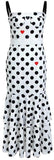 Heart & Polka Dot Print Midi Dress