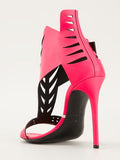 Perforated High-Heel Sandals - Fuchsia Pink or Yellow