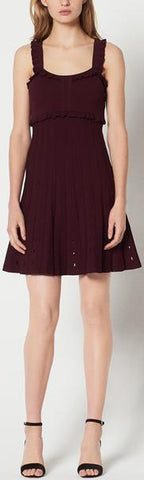 Short Knit Ruffle-Trim Dress
