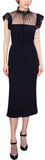 Black Tulle Tie-Neck Cady Cocktail Midi Dress