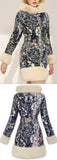 Fur-Trim Paisley Puffer Coat