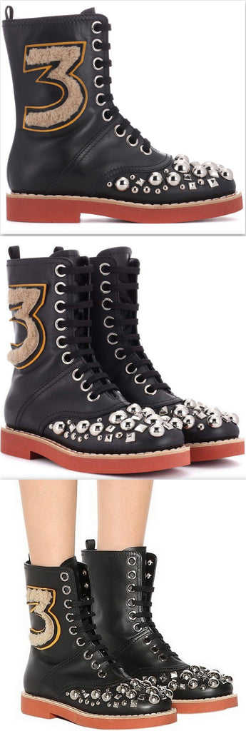 Embellished Leather Ankle Boots