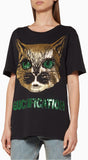Black Mystic Cat Printed T-Shirt