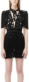 Black Mini Dress with Stars and Fringes