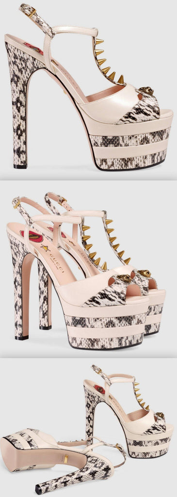 Studded Snake Platform Sandal Pump