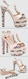 Studded Snake Platform Sandal Pump