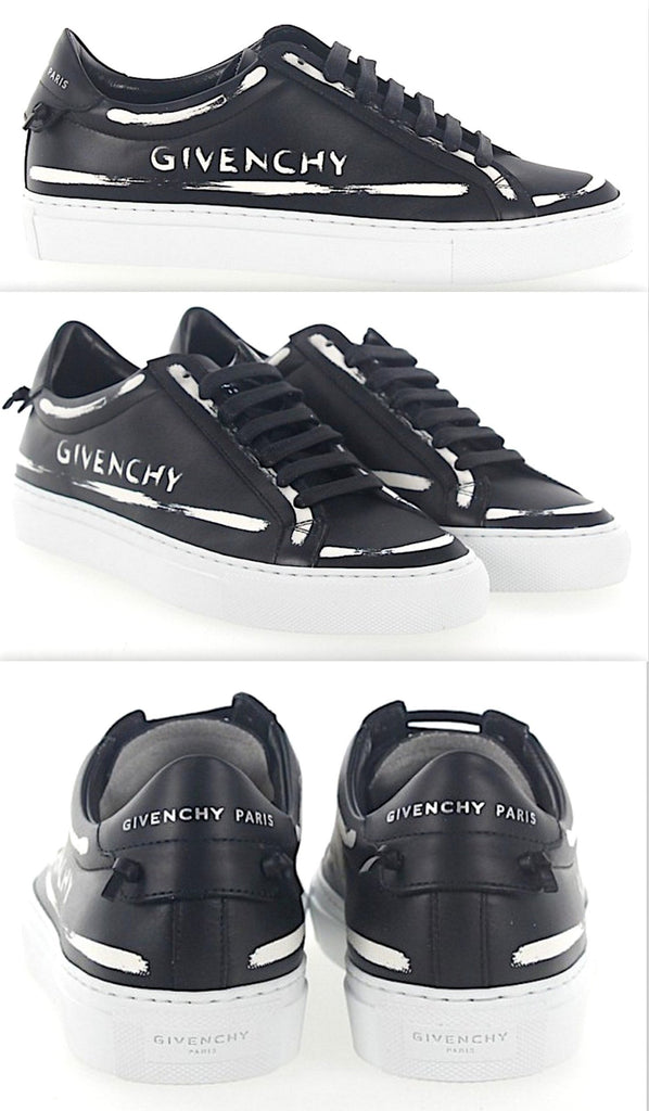 Urban Street Leather Black Graffiti White Sneakers