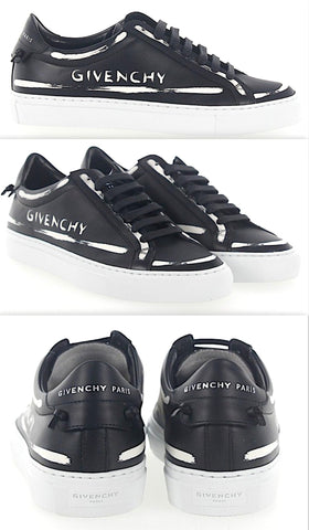 Urban Street Leather Black Graffiti White Sneakers