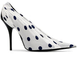 Polka Dot Knife Pumps, White & Black