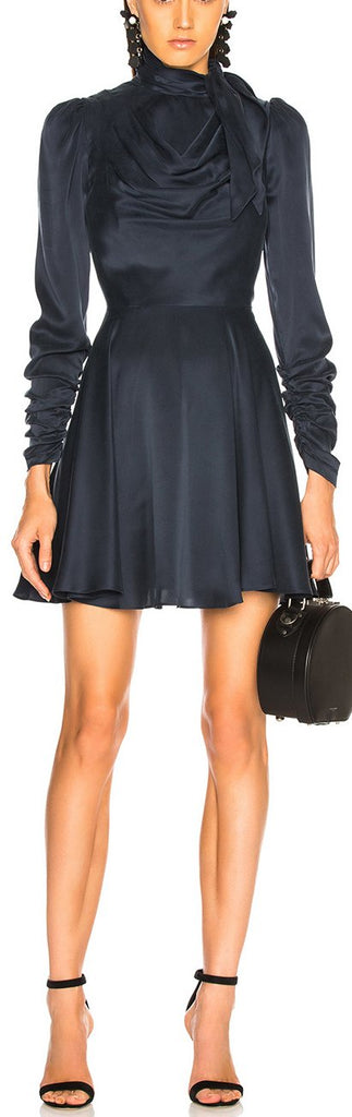 Scarf Swing Dress, Navy Blue