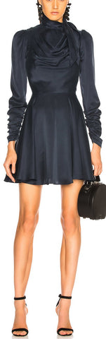 Scarf Swing Dress, Navy Blue